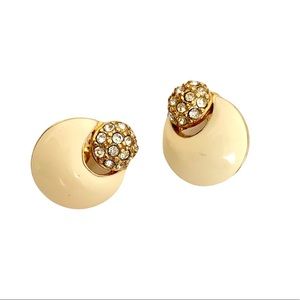 Monet vintage earrings enamel with rhinestones 1980s